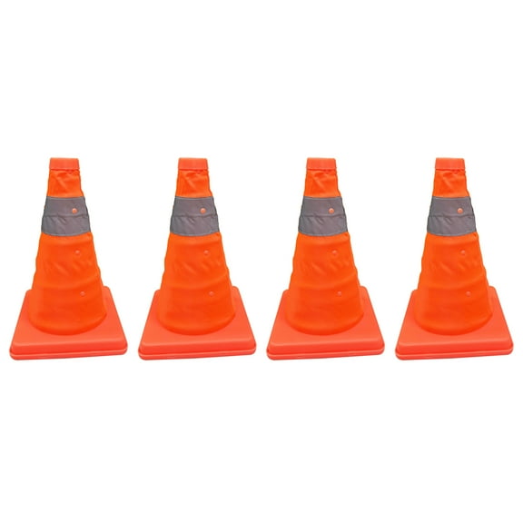 12 inch 4-Pack Collapsible Reflective Traffic Cones ,Pop-Up for Parking, Construction & Driving - Compact Storage Design