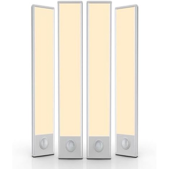 12 inch 4 PackUnder Cabinet Lighting, 50 LED Rechargeable Motion Sensor Light Indoor, Stick On Magnetic Closet Lights Battery Operated, Wireless Under Counter Lights for Kitchen, Stairs