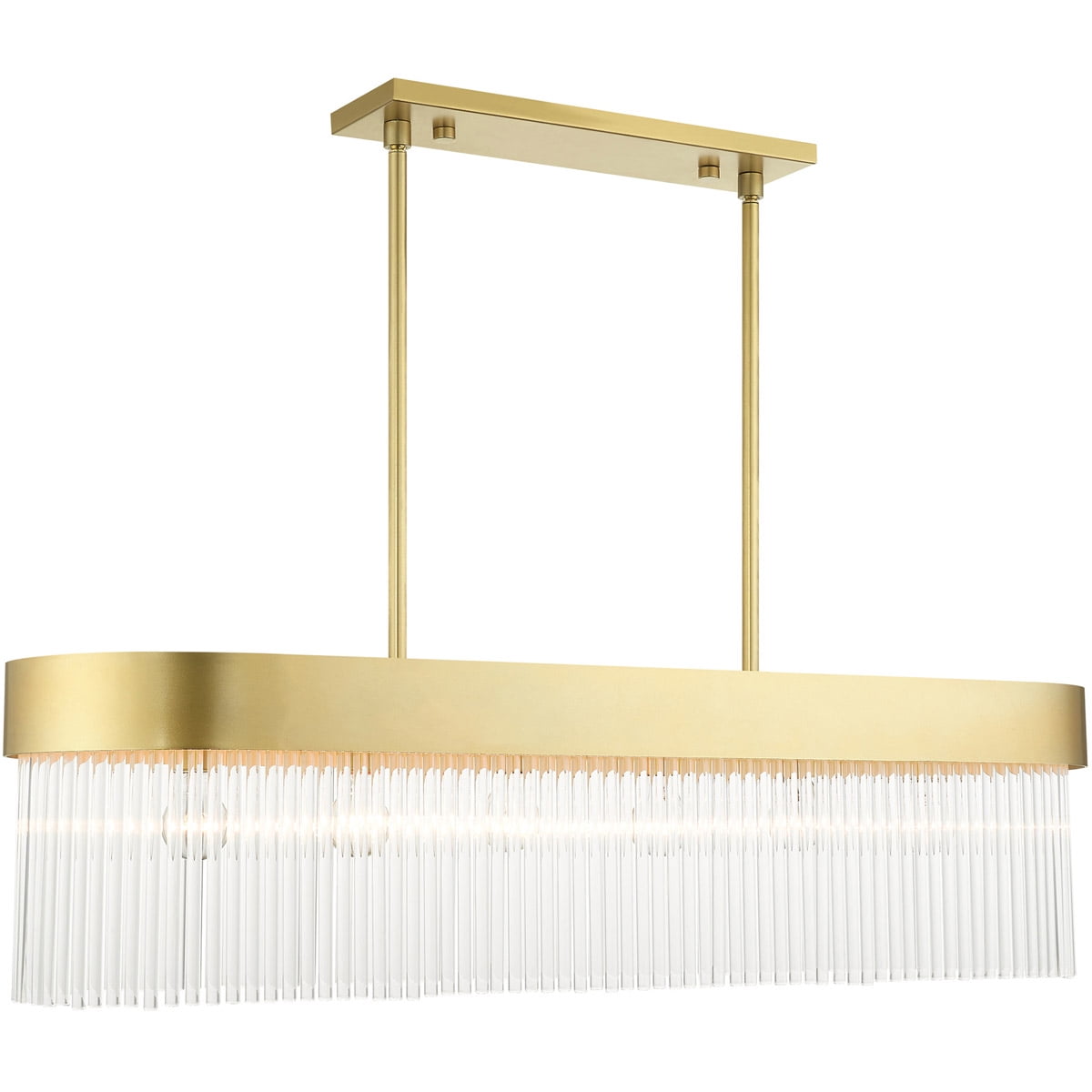 Soft Gold Linear Crystal 6-Light Chandelier with Nickel Finish