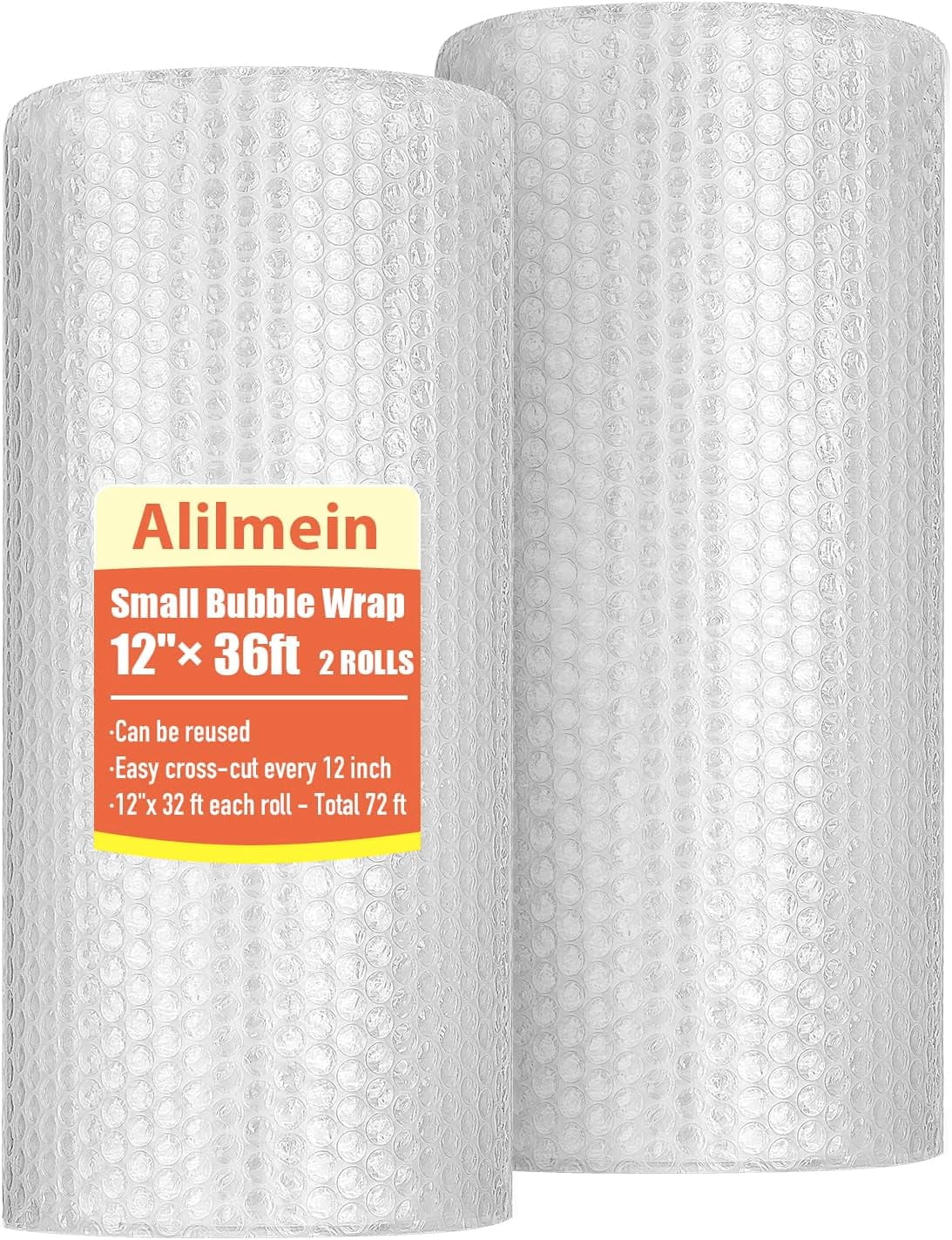 12-inch 72 feet-2 total small thin bubble cushion wrap, for extra protection of packaging mail, nylon wrap roll for moving and transporting cushion supplies, with a hole every 12 inches.