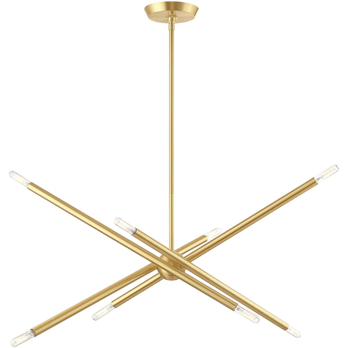 Soho Satin Brass 8-Light Linear Chandelier with Crystal Accents