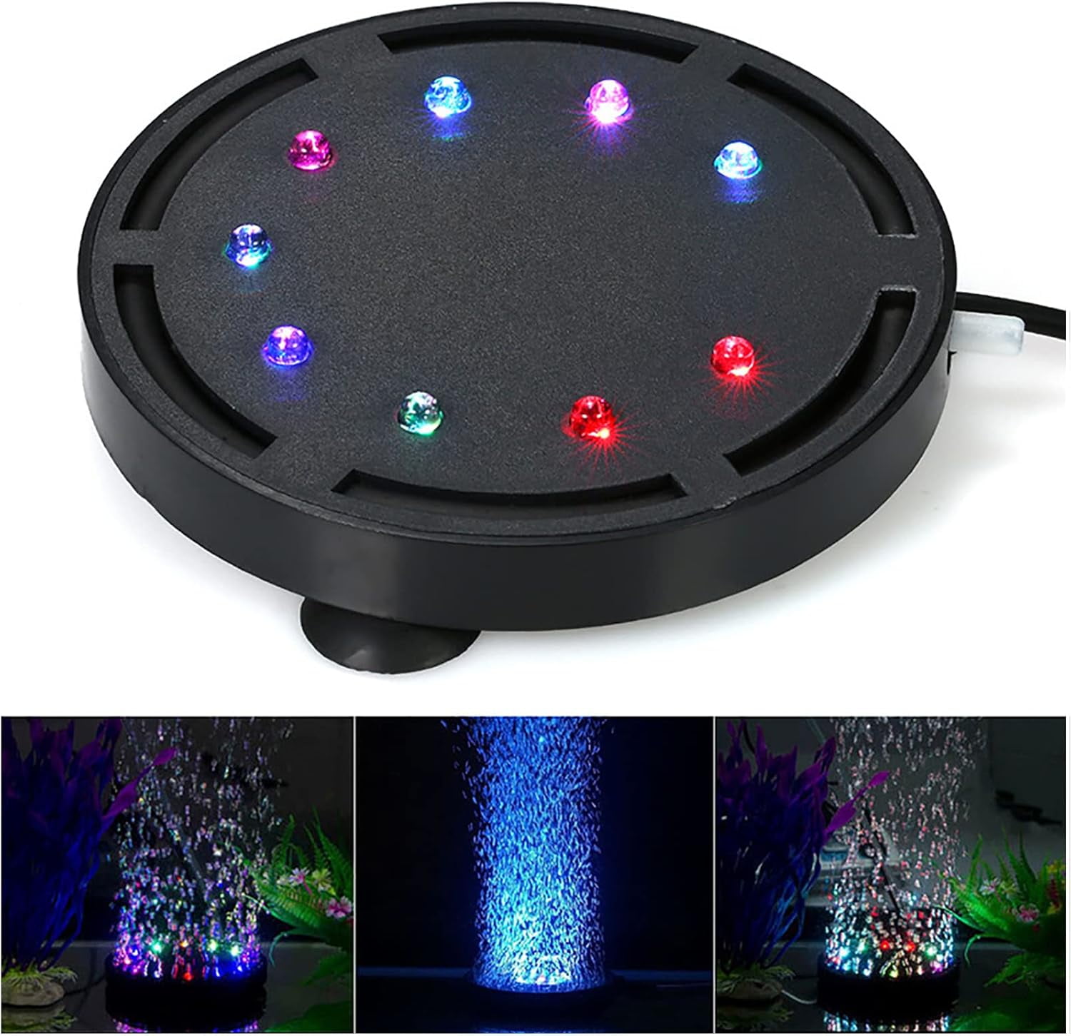.12 inch 9 LEDs Fish Tank Light, Submersible Bubble Stone, LED Air ...