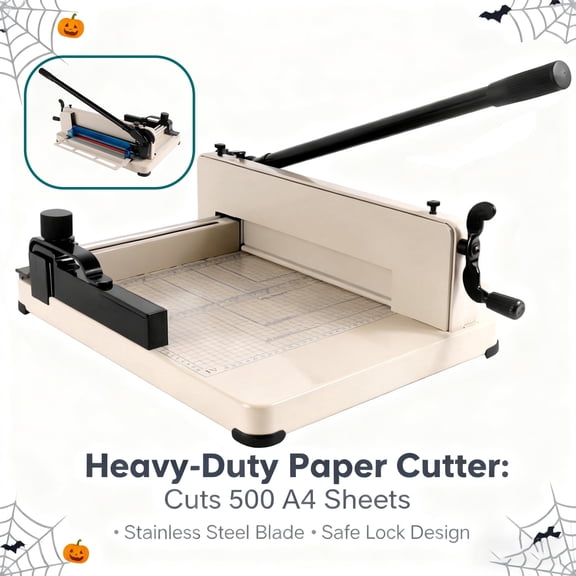 POWKOL 12 inch A4 Guillotine Paper Cutter, Stack Paper Trimmer Guillotine Paper Cutter, Heavy Duty for A4 Paper, 500 Sheet Capacity, Double Safety Protection for Home, Office & High-volume Trimming