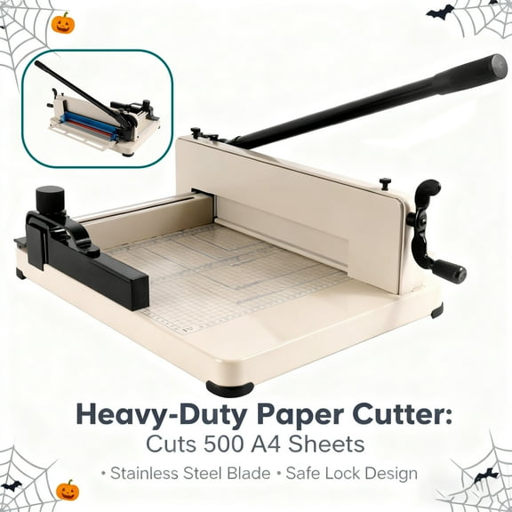 12 inch A4 Guillotine Paper Cutter, Thick Paper Cutter, 500 Sheet Capacity, Solid Steel Construction, High Speed Steel, Anti-Slip Clamp for Secure Cutting for Office Home & Print Shop