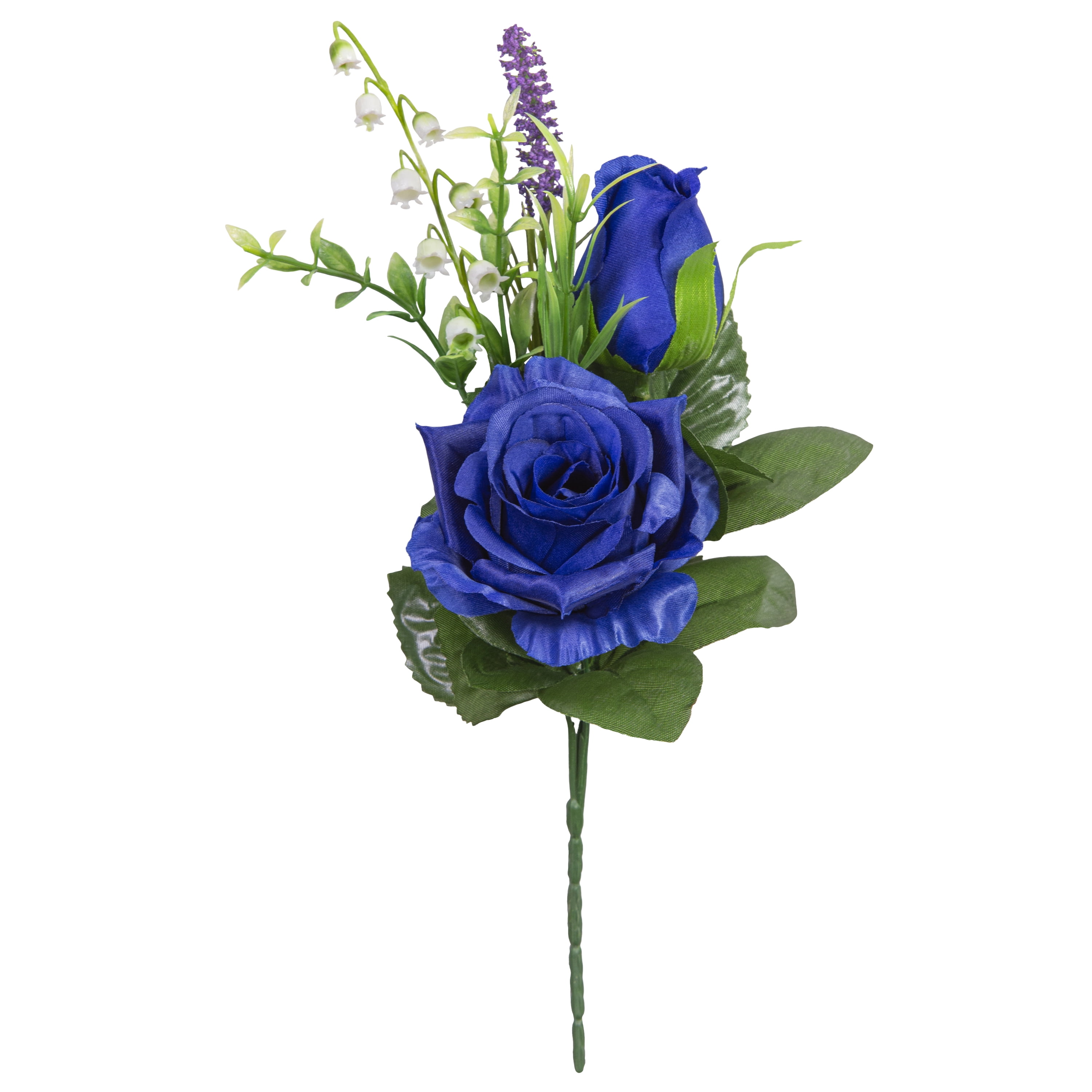 12inch Artificial Silk Blue Roses Mixed Flower Pick, for Indoor Use