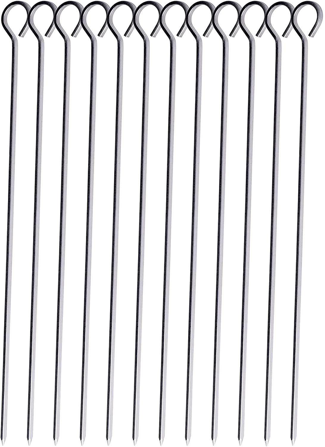 12 inch Barbecue Skewers Metal BBQ Sticks,12Pack Stainless Steel Square