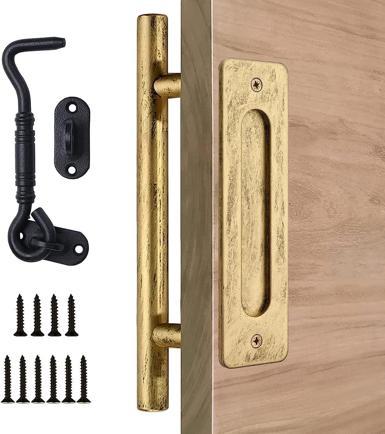 9.4" Or 12" Sliding Barn Door Pull Handle - Heavy Duty Black Flush Hardware
