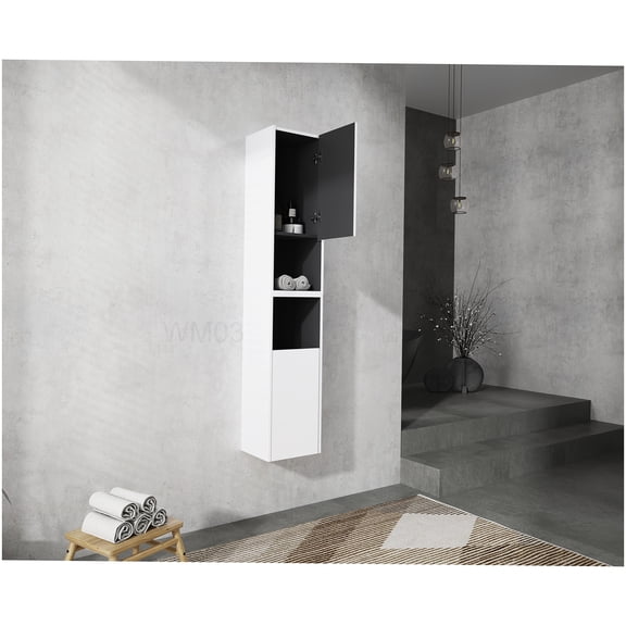 12 inch Bathroom Storage Cabinet with Soft Close Doors, Wall Mounted Plywood Organizer for Over The Toilet
