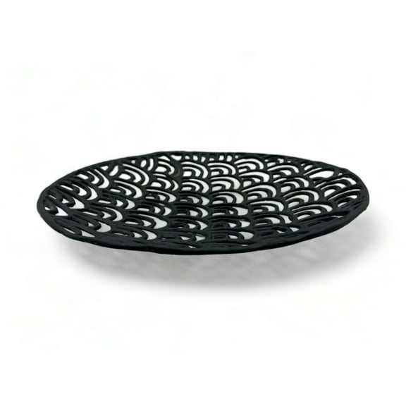 12 inch Black Decorative Metal Round Platter by 90210 Kitchen and Bath