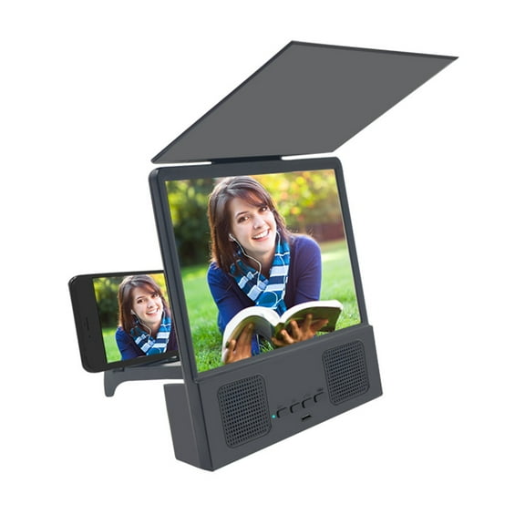 12-inch Bluetooth Speaker, Phone Stand Amplifier, HD Video Screen Magnifier, 2-3x Magnification, Stereo Sound, Anti-Scratch, Desktop Photo Frame, Function, Universal for Smartphones