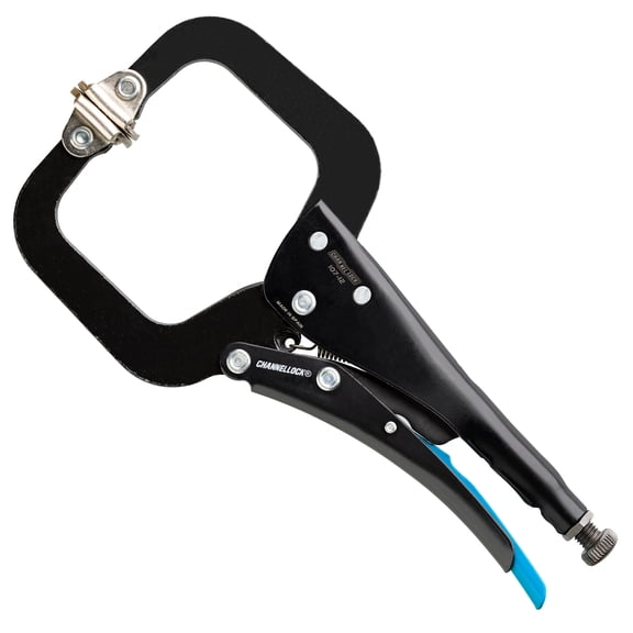CHANNELLOCK 12-inch C-Clamp Locking Pliers with Swivel Pads, Ideal for Additional Clearance When Securing Material (107-12)