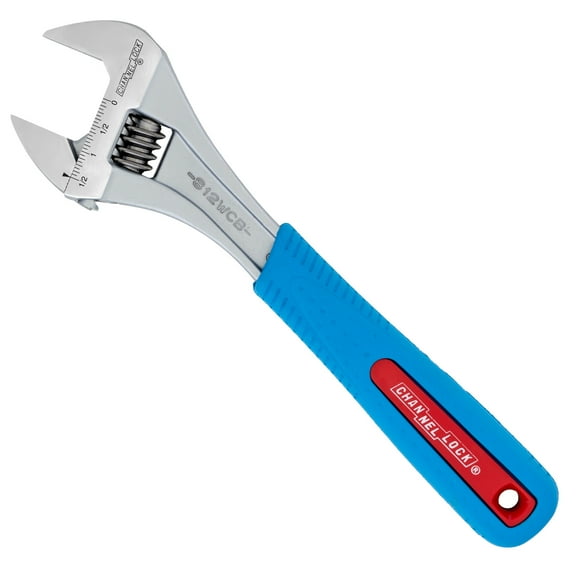 CHANNELLOCK 12-inch CODE BLUE Adjustable Wrench, Precise 1.5-inch Wide Mouth Jaw Capacity (812WCB)