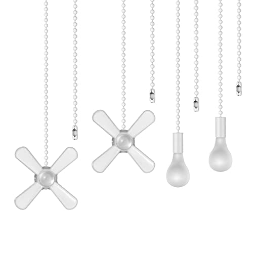 12 inch Ceiling Fan Pull Chain with Decorative 3 mm Frosted Light Bulb and Fan Cord Extender Chains for Mounted Ceiling Fans and Light Fixtures (White)