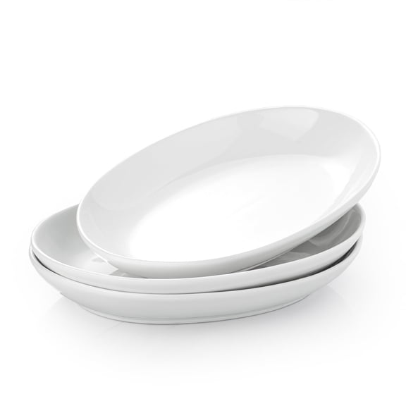 12" Oval Ceramic Serving Platter, Deep Oval Plates, Large Serving Bowls for Appetizer, Pasta, Salad, Vegetables, Set of 3