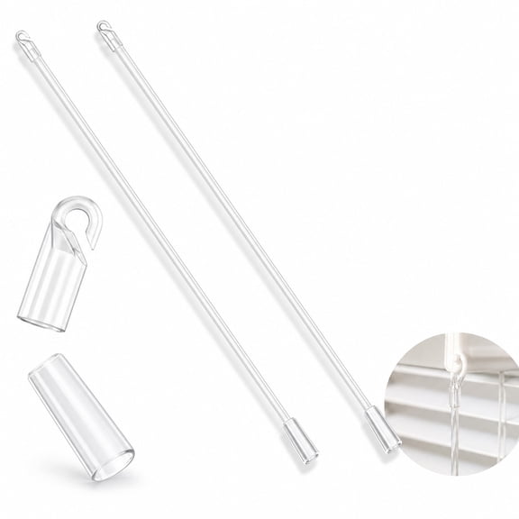 12 inch Clear Rod with Hook and Grip 2 Pcs Vertical Replacement Parts Long Window Stick Tilt Rod Blinds Wand for Vertical Blinds, Cordless Curtains & More