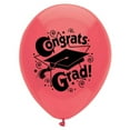 thumbnail image 1 of 12 inch Congrats Grad Red Latex Balloons (8 Pack) - Party Supplies Decorations, 1 of 1