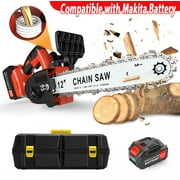 Mini Chainsaw Cordless with 2 Battery 2 Chain, Tanbaby 6 inch Handheld Pure Copper Motor Chain Saw Kit for Wood-Cutting