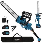 12 inch Cordless Pole Saw with 2 Max 20V*4Ah Batteries, Electric Pole Saw Battery Powered,15-Foot Reach for Tree Trimming
