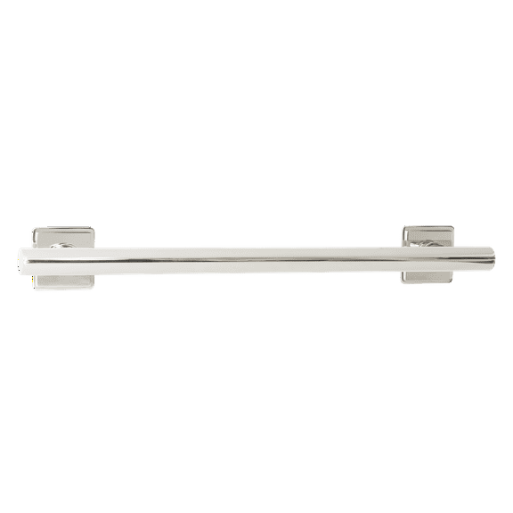 12-inch Coronado Designer Straight Bathroom Shower Grab Bar with Decorative Square Flanges, Polished