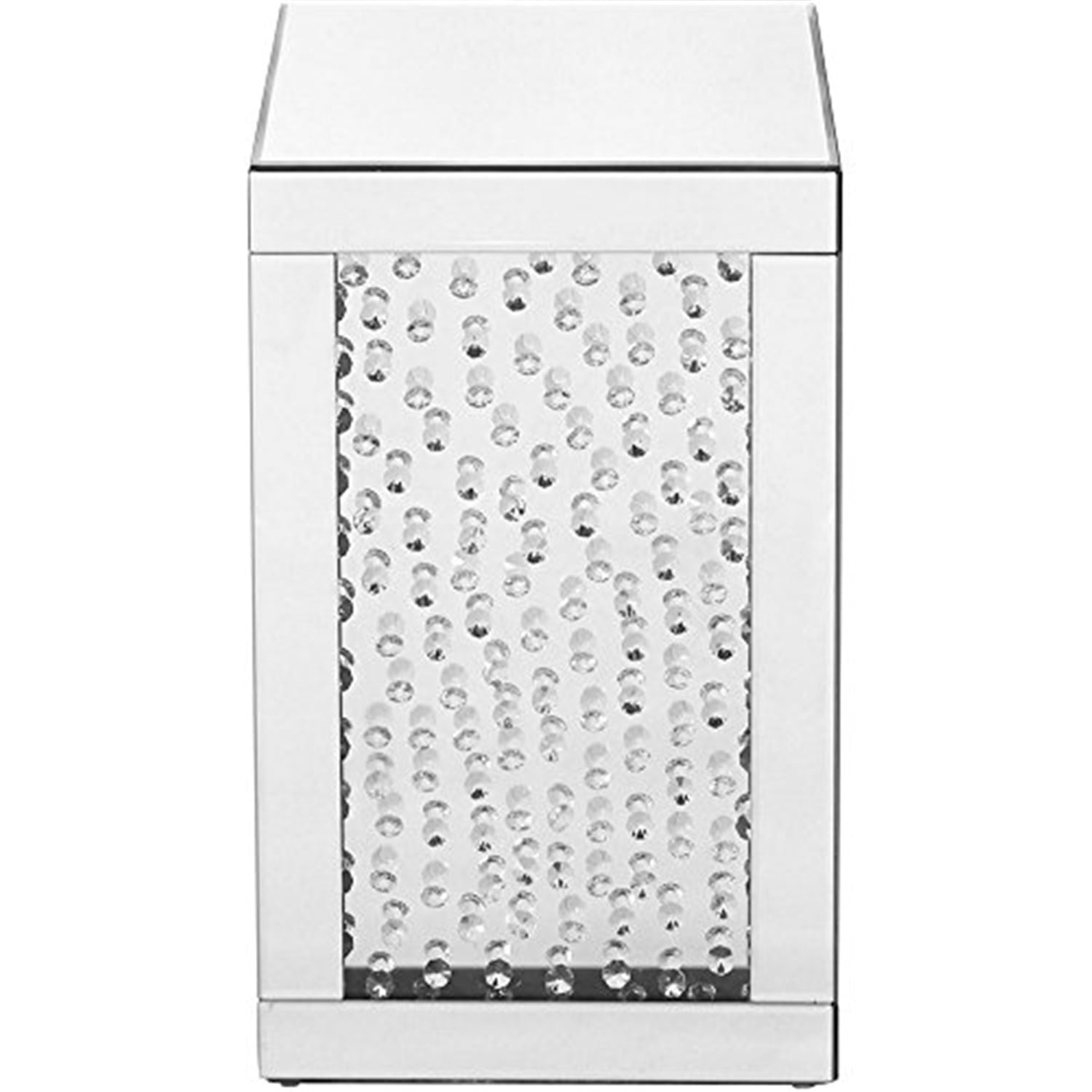 12" Clear Mirrored Crystal Diamond Square End Table