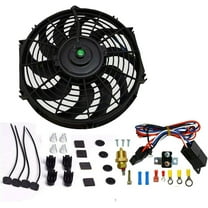 12 inch Electric Radiator Fan, 800 CFM 10 Blades Electric Fan Automotive Black with Thermostat Wiring Switch Relay Kit