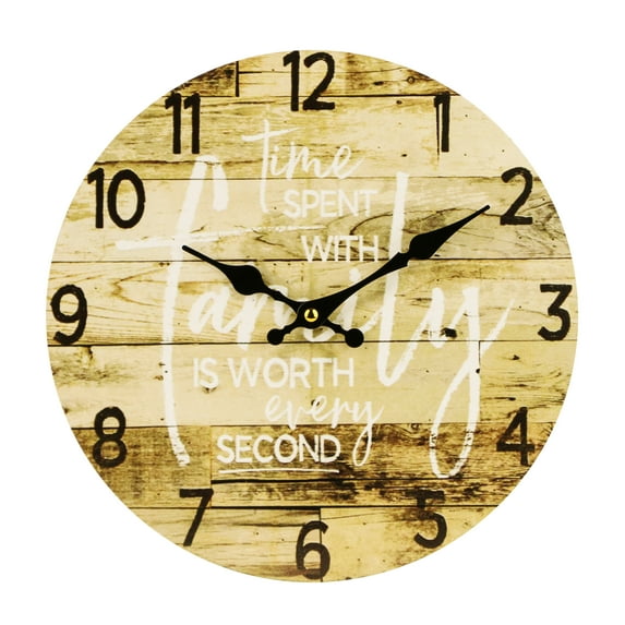 12 inch Farmhouse Wall Clock - ‘Time Spent with Family is Worth Every Second’ - Silent, Non-Ticking, for Living Room, Kitchen & Family Room