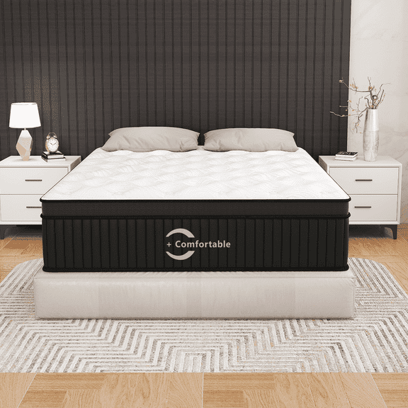 OPV 12 inch Full Sized Medium Hybrid Mattress High Density Foam Layer Individually Pocketed Springs Motion Isolation Comfortable Sleep