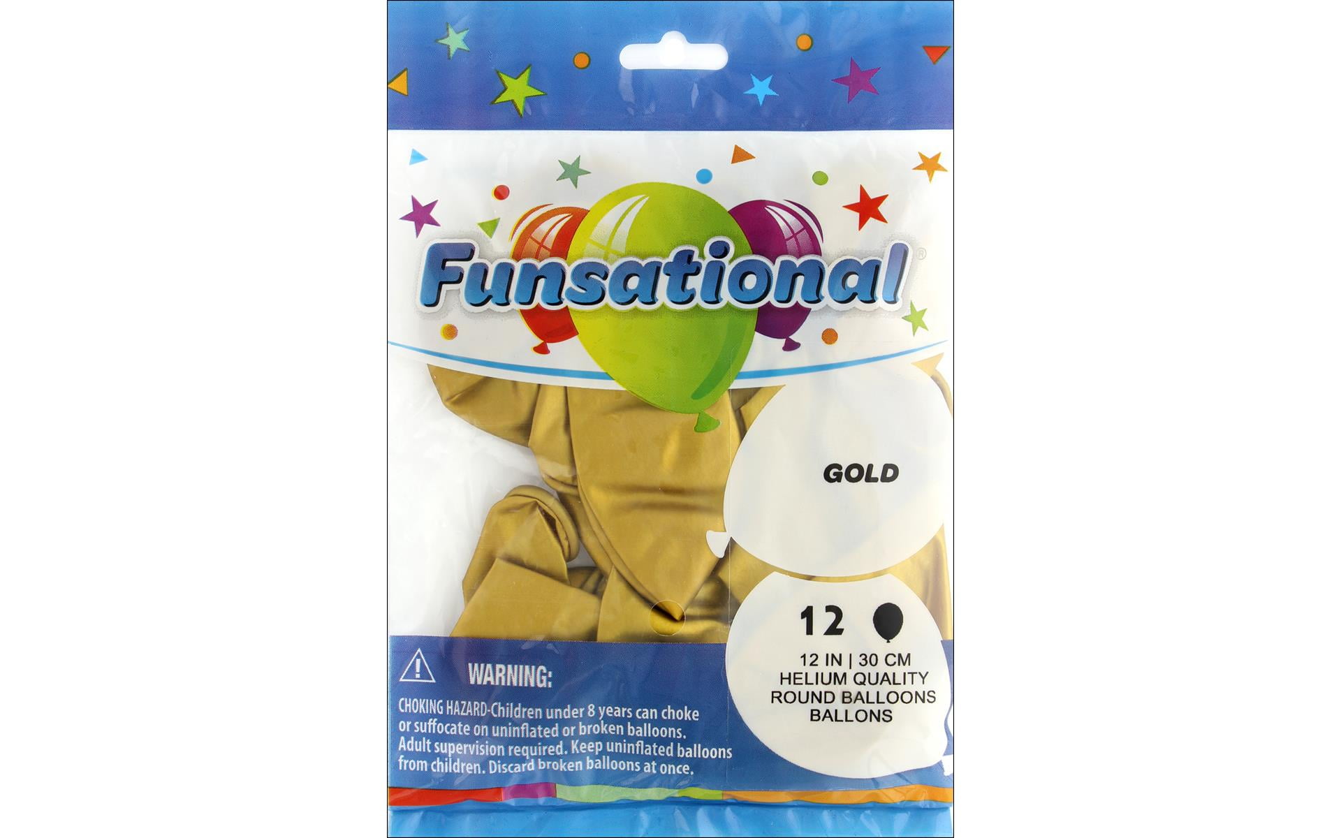 12 inch Funsational Metallic Gold Latex Balloons (12 Pack) - Party Supplies Decorations ...
