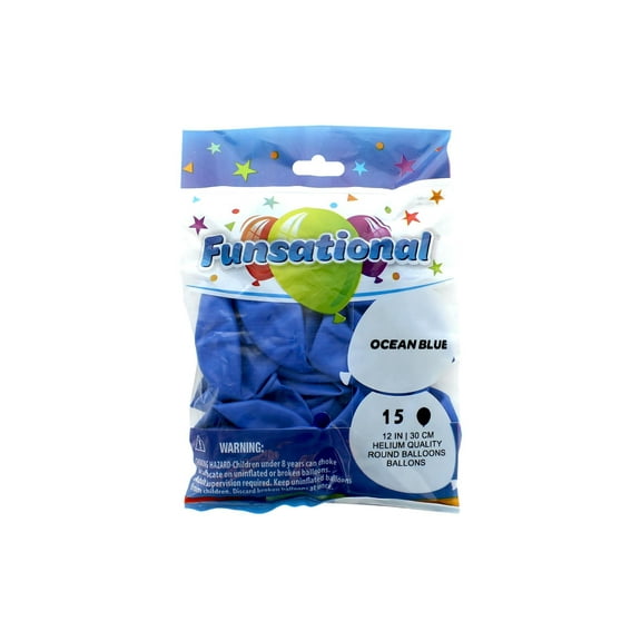 12 inch Funsational Ocean Blue Latex Balloons (15 Pack) - Party Supplies Decorations