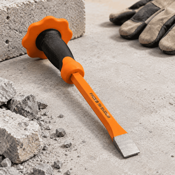 12-inch Heavy Duty Flat Chisel With Hand Protection Head Demolishing/masonry/carving/concrete Breaker Chisels Bi-material Guard