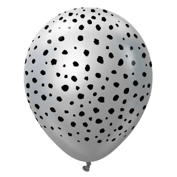 12 inch Kalisan Safari Cheetah - Mirror Silver W/ Black Ink Latex Balloons (25 Pack) - Party Supplies Decorations