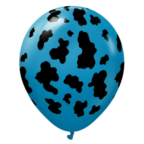 12 inch Kalisan Safari Cow - Deep Blue W/ Black Ink Latex Balloons (25 Pack) - Party Supplies Decorations