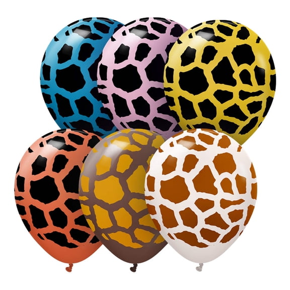 12 inch Kalisan Safari Giraffe - Assortment (6 Pk) Latex Balloons (6 Pack) - Party Supplies Decorations