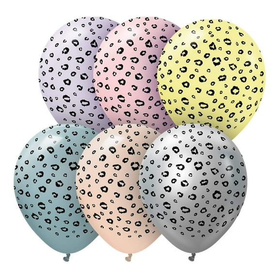 12 inch Kalisan Safari Leopard - Assortment (6 Pk) Latex Balloons (6 Pack) - Party Supplies Decorations