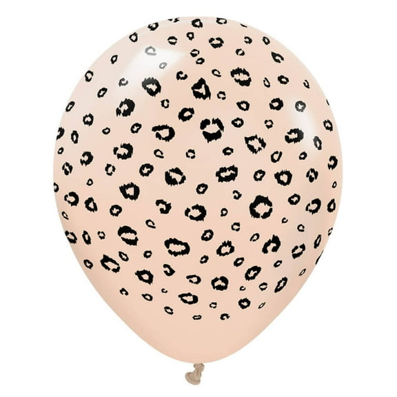 12 inch Kalisan Safari Leopard - Blush W/ Black Ink Latex Balloons (25 Pack) - Party Supplies Decorations