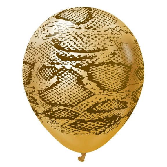 12 inch Kalisan Safari Snake - Mirror Gold W/ Dark Brown Ink Latex Balloons (25 Pack) - Party Supplies Decorations