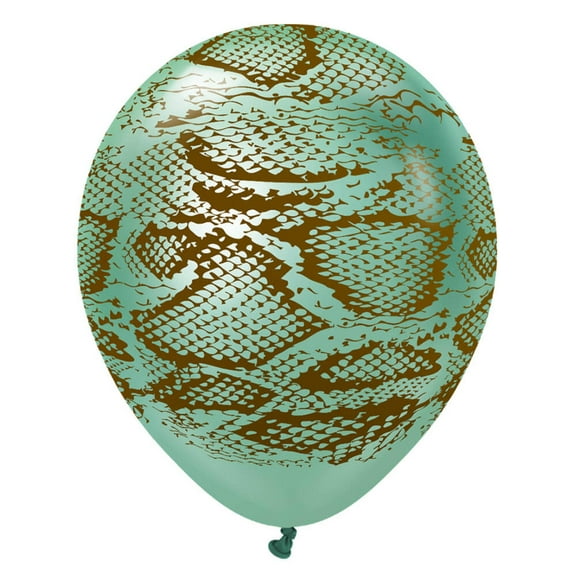 12 inch Kalisan Safari Snake - Mirror Green W/ Black Ink Latex Balloons (25 Pack) - Party Supplies Decorations