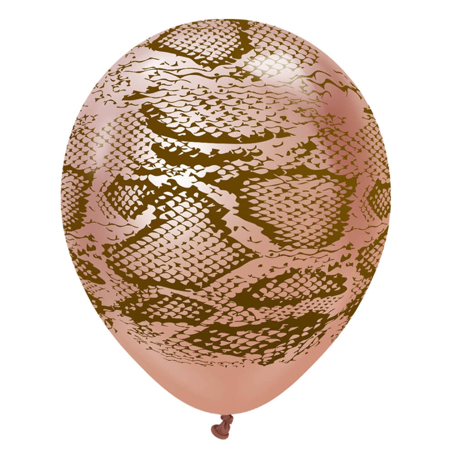 12 inch Kalisan Safari Snake - Mirror Rose Gold W/ Dark Brown Ink Latex Balloons (25 Pack) - Party Supplies Decorations