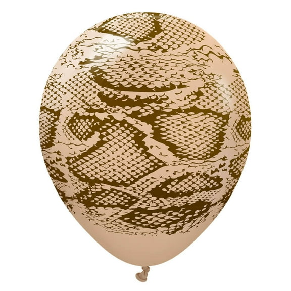 12 inch Kalisan Safari Snake - White Sand W/ Dark Brown Ink Latex Balloons (25 Pack) - Party Supplies Decorations