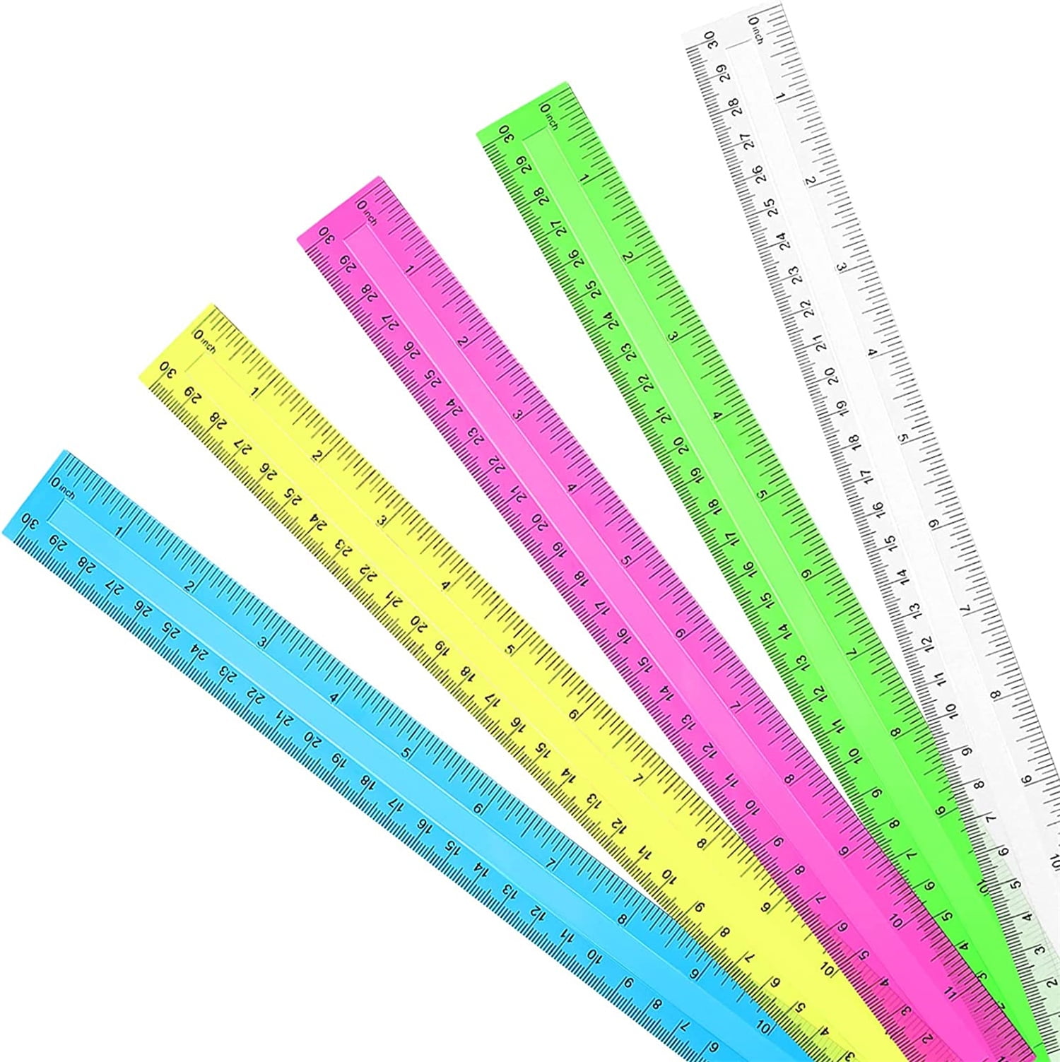 Pletpet 2 Pack 12 inch Clear Plastic Ruler Straight Shatterproof Rulers  Transparent Rulers for Student School Office Supply Ruler (Clear)