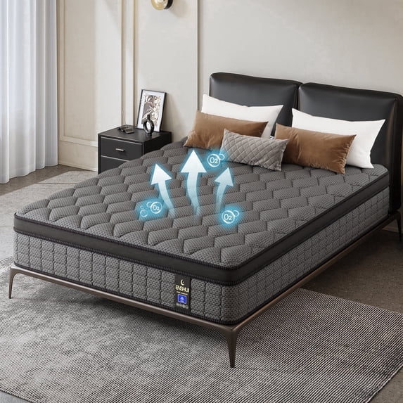 Cooling Gel Memory Foam King Mattress, 12-inch Medium Firm with Pocket Springs for Back Pain, Pressure Relief & Motion Isolation, 100-Night Trial