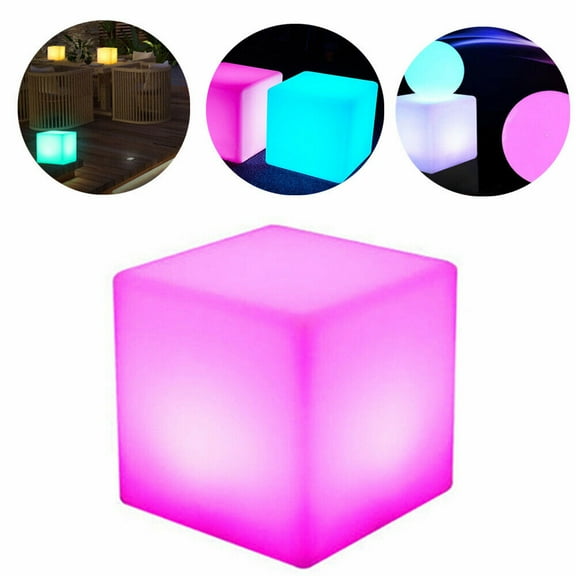 12 inch LED Light Cube Stools Chair W/Remote Control 16 RGB Colors Rechargeable