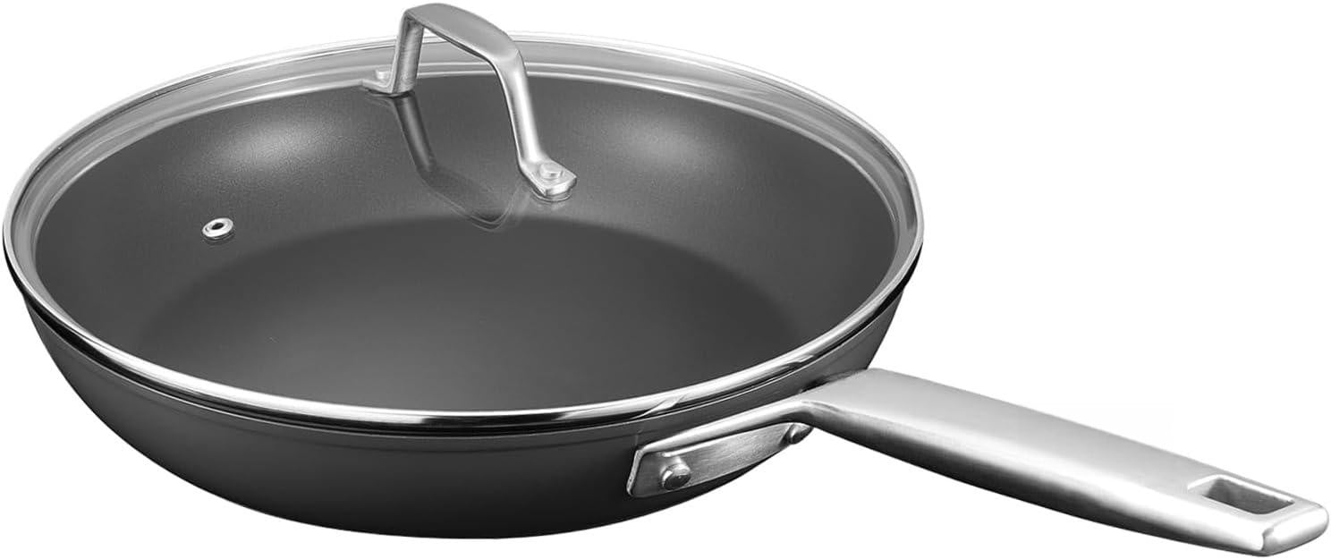 12 inch Large Nonstick Frying Pan with Lid, Carbonize also