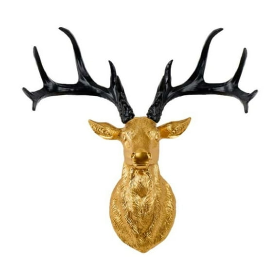 12 inch Large Wall Charmers Black Faux Deer Head Faux Taxidermy Animal Head Wall Decor - Handmade Farmhouse Decor - Rustic Wall Decor Deer Antlers