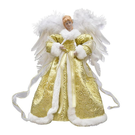 12-inch Lighted Angel Christmas Tree Topper, Angel Ornaments for Xmas Tree Decor, Battery Operated with Warm White LED Lights, Home Holiday Party Decorations