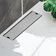 thumbnail image 1 of 12 inch Linear Shower Drain with Removable Square Hole Panel by Using Brushed 304 Stainless Steel Process, Linear Drain Equipped with Adjustable Feet and Hair Strainer, 1 of 9