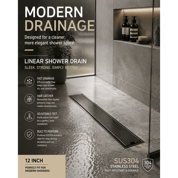 Appaso DL12IN-MB Stainless Steel Hair Trap Drain Catches