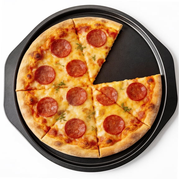 GARITIN Pizza Pan for Baking, 12.7 inch Non-Stick Round Baking Pan for Frozen & Homemade Pizza, Grey