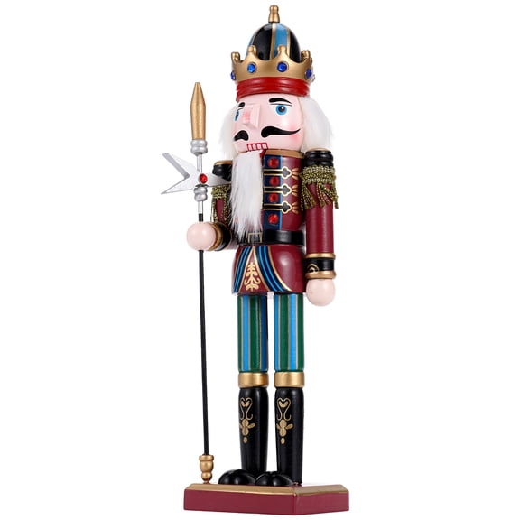BXO 12 inch Nutcracker Soldier, Christmas Wooden Decorations Collectible Ornaments Party Tabletop Crafts Art Figures Festive Gift, Green, Spear