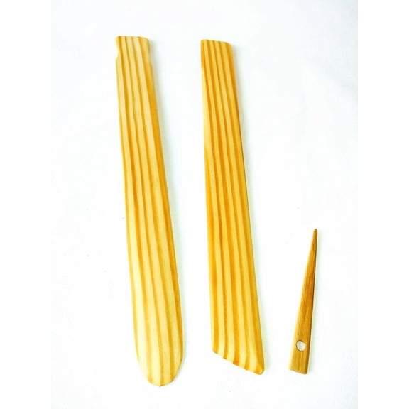 12 inch Oak Wood Pick Up Stick, Shed Stick/Weaving Sword and Weaving Needle (1.5 in. Wide)